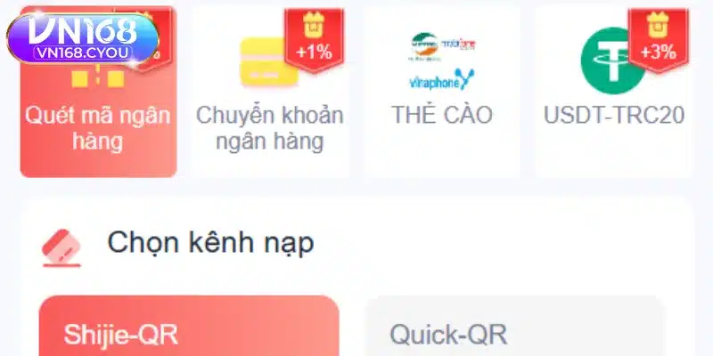 Chi tiết các phương thức nạp tiền VN168 phổ biến